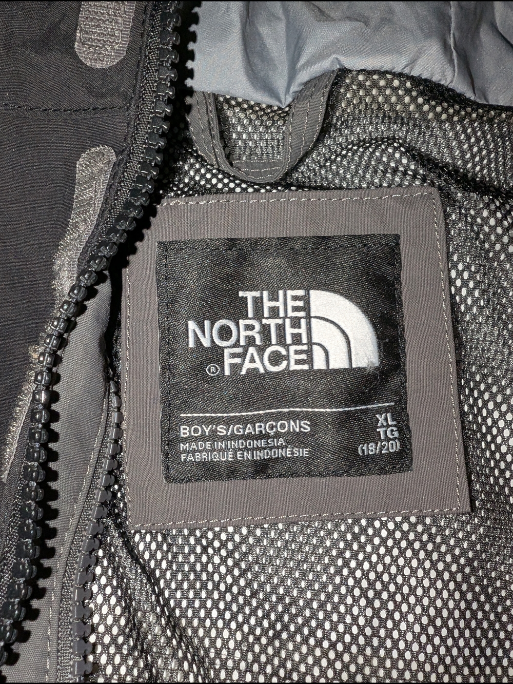 The North Face Black and Gray Kids Rain Jacket with Hood - Picture 2 of 4